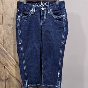 Coogi Jeans Capris 5/6 Juniors Dark Wash Sequin Embellished Denim Bling Logo Y2K